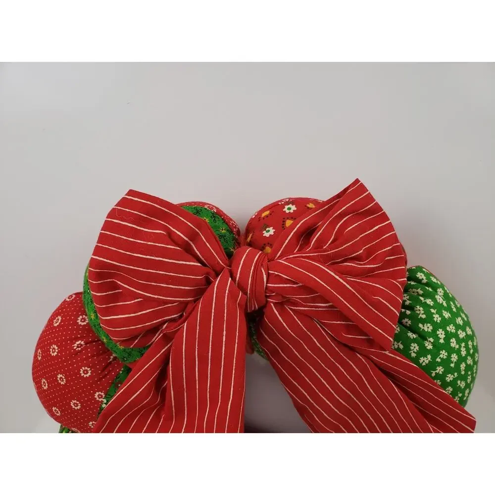 Vintage Handmade Christmas Calico Patchwork Wreath Stuffed Retro Cottagecore
